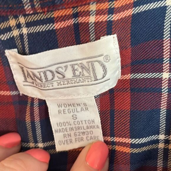 Lands End vintage cotton plaid button down size small - Picture 3 of 9